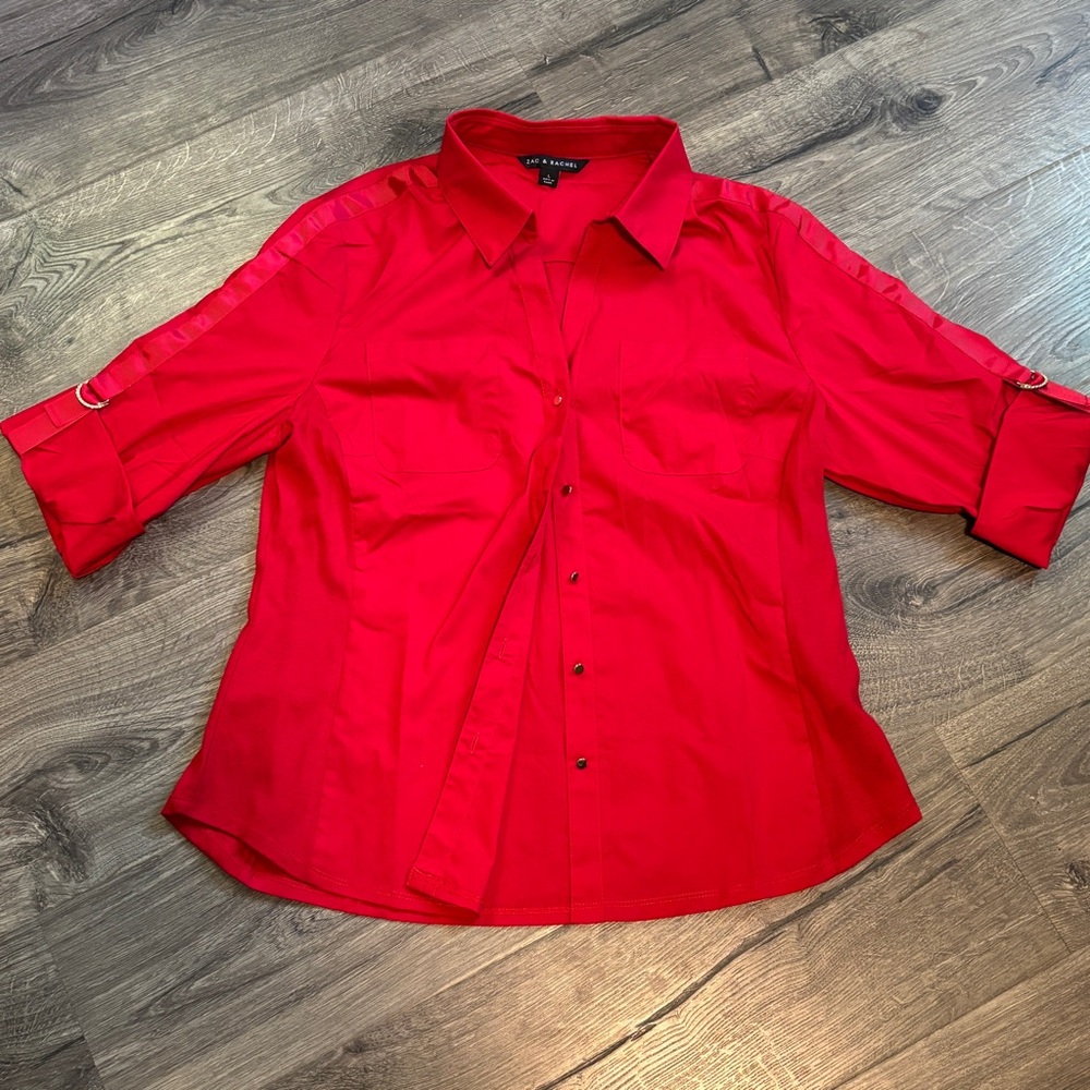 Zac & Rachel Vibrant Red Casual Button Down Shirt